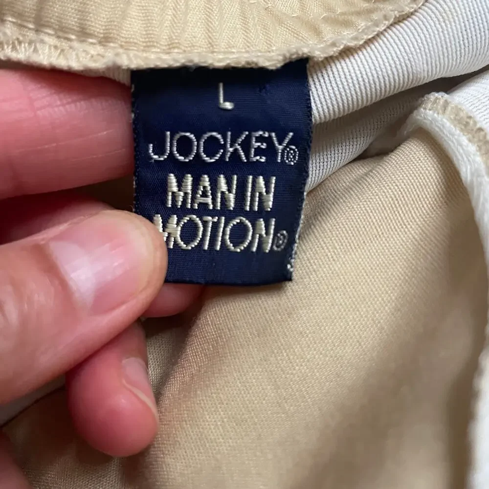 Vintage Jockey Man In Motion Logo Shorts Mens Large XL Tan Brown Retro 70s 80s